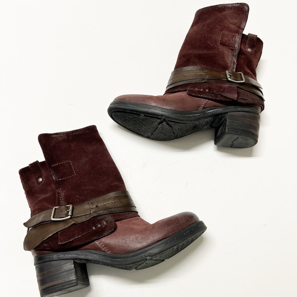 Miz Mooz NY Womens Merlot Leather Buckle Detail Sargent Moto Boot Size 38 - Picture 2 of 12